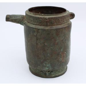 Antique Chinese Song Period Patina Bronze Pitcher