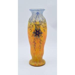 Legras Vase Printania Decor Liouville Shape Height 37 Cm