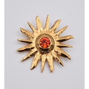 Vintage Yves Saint Laurent Sun-shaped Brooch