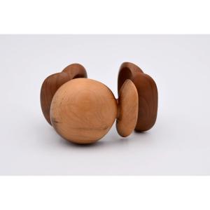 Modernist Wooden Cuff Bracelet In The Style Of Catherine Noll