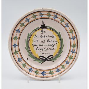 Talking Plate In Earthenware Spruchteller Fayence Crailsheim Circa 1800