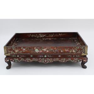 Small Rectangular Tray In Wood And Mother-of-pearl Tonkin China Vietnam 19th Century