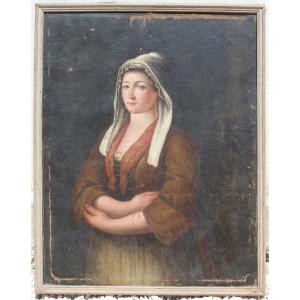 Oil On Canvas, French School, Late 18th Century, Representing A Peasant Woman