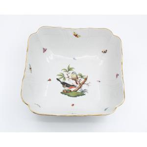 Herend Rothschild Porcelain Salad Bowl With Bird Decoration