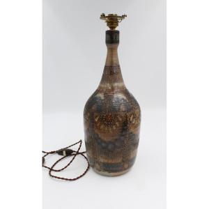 Ceramic Lamp Base Signed Jc Courjault Keraluc In Quimper Circa 1970