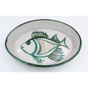 Robert Picault Ceramic Fish Dish From Vallauris, 1950