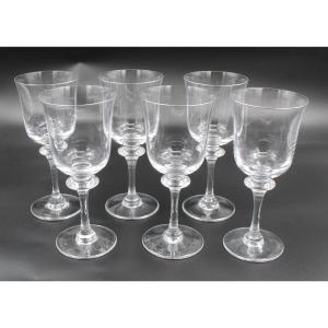 6 Water Glasses Model Saumur Crystal Daum France H = 18.5 Cm