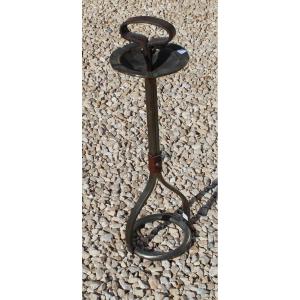 Jean Pierre Ryckaert Standing Ashtray, 1950s, Made Of Iron And Leather
