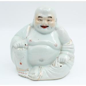 Large Laughing Buddha In Chinese Porcelain, H= 25 Cm