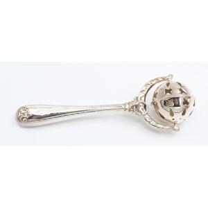 Antique Silver Rattle/bell With The Name Victoria, 1904