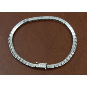 Women's Tennis Bracelet In 18k White Gold (750/1000) And Diamond, 18.5 Cm, 15.3 G