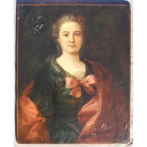 18th-century Oil Painting On Canvas, Portrait Of Marie-anne De Châteauneuf