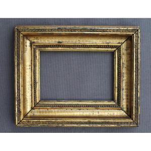 Antique 19th-century Giltwood And Stucco Frame With Channeled Beadwork