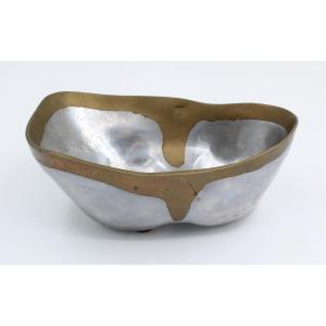 David Marshall Aluminum/brass Trinket Tray, Spain, Circa 1980, Brutalist