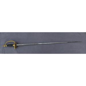 Keyboard Sword (polytechnician's Tangent) With A Three-sided Hollow Blade 