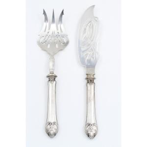 Fish Service Cutlery In Silver And Art Nouveau Silver Metal