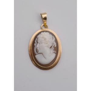 Vintage 14k Gold Pendant With Antique-style Male Profile Cameo