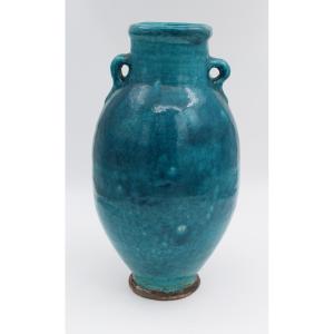 Raoul Lachenal Blue Glazed Ceramic Vase Circa 1930