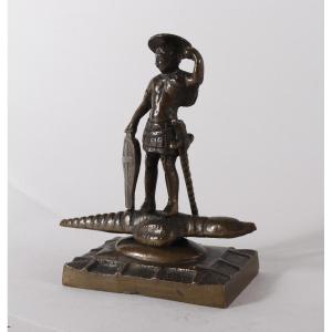 Paperweight Small Bronze Of St Théodore d'Amasée