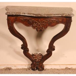 Console Louis XV In Walnut-18 ° Century