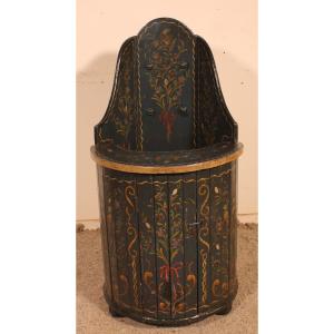 Austrian Children's Chair In Polychrome Wood Circa 1800