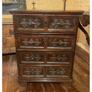 Small Italian Walnut Chest Of Drawers-17th Century