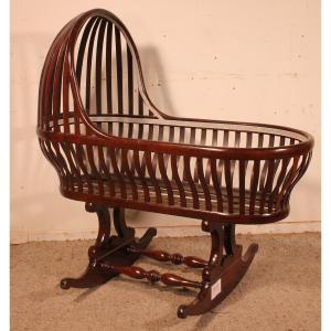 Curved Mahogany Cradle-19th Century