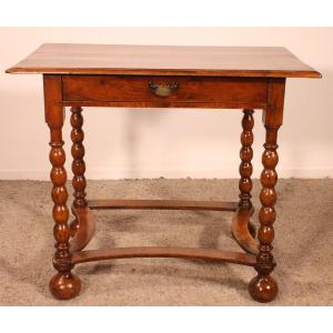 Small Writing Table/side Table In Walnut-17th Century