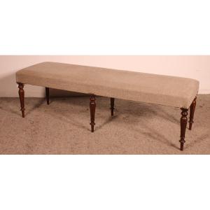 6 Feet Walnut Bench From The 19th Century