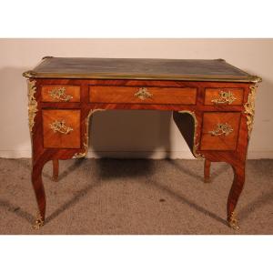 Small Double-sided Writing Table In Rosewood Louis XV Style From The 19th Century