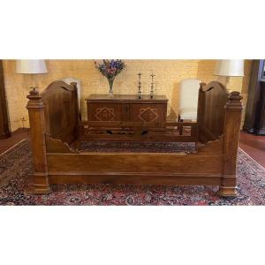 Louis Philippe Bed In Walnut From The 19th Century