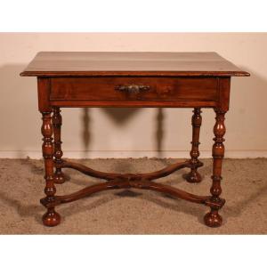 Louis XIV Walnut Writing Table Or Occasional Table From The17th Century