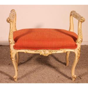Small Polychrome Wooden Bench - 19th Century