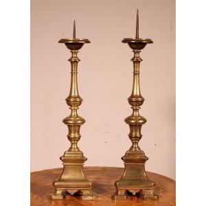 Pair Of Late 17th Century Italian Bronze Candlesticks