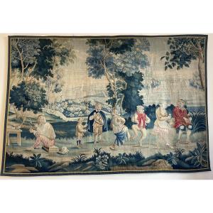18th Century Lille Tapestry In Wool And Silk After Teniers From The G. Wernier Workshop