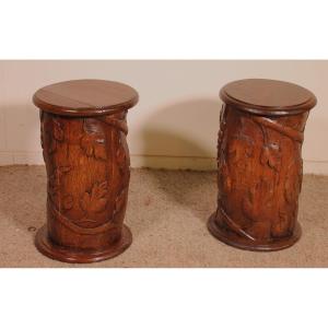Pair Of 17th Century Oak Bedside Tables Or Sofa Ends