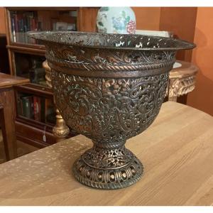 17th Century Italian Bronze Cup Or Urn