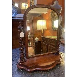 Small 19th Century Mahogany Psyche Mirror