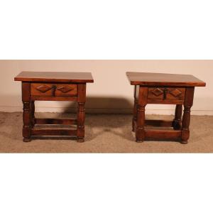Pair Of Spanish Walnut Bedside Tables