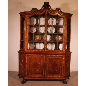 Dutch Marquetry Display Cabinet Circa 1800