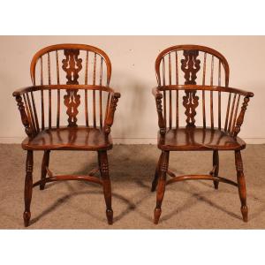 Pair Of English Windsor Armchairs
