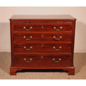 George III Period Mahogany Chest Of Drawers With A Brushing Slide Above  - 18th Century
