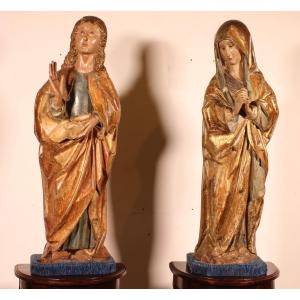 Saint John The Evangelist And The Virgin From A Crucifixion Group, Spain, Circa 1500