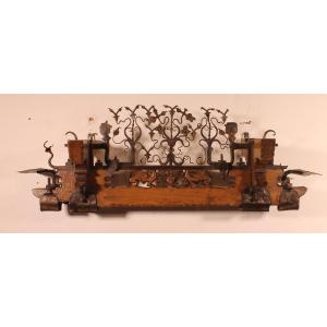 Sicilian Cart Axle Made Of Wood And Wrought Iron From The Early 19th Century