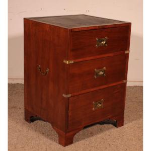 Small Mahogany Campaign Or Military Chest Of Drawers, 19th Century