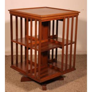 Revolving Bookcase In Blond Mahogany