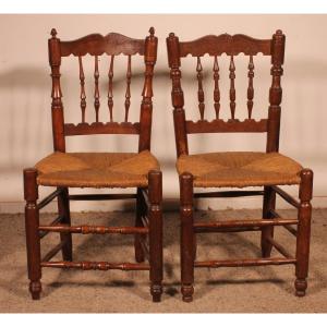 2 Oak Chairs - 19th Century