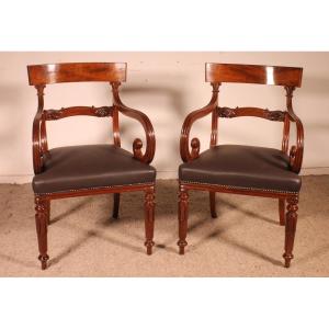 Pair Of William IV Period Mahogany Armchairs Circa 1830
