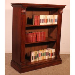 Open Bookcase In Mahogany William IV Circa 1830-england With Secret Drawer