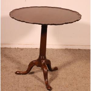 Mahogany Pedestal Table With Carved Top - 19th Century